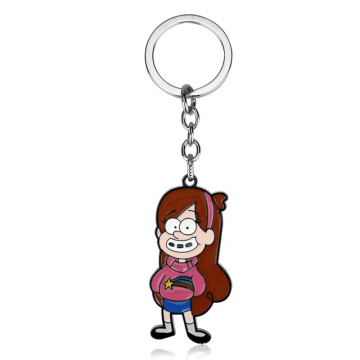 Customized personalized red hair girl character design travel tourism metal souvenir keychain